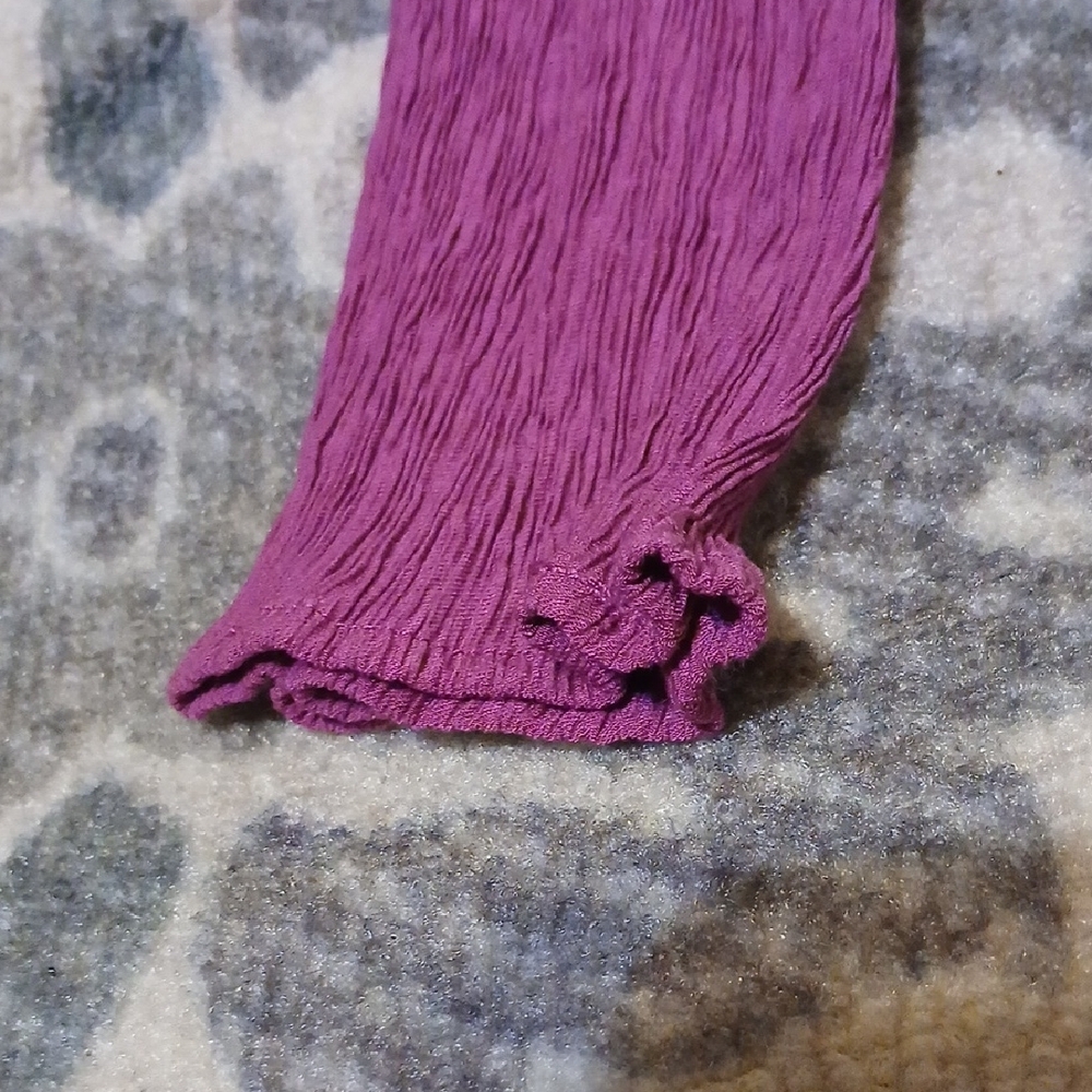 Ruby Rd. Magenta Crinkled V-Neck Top - Picture 8 of 9